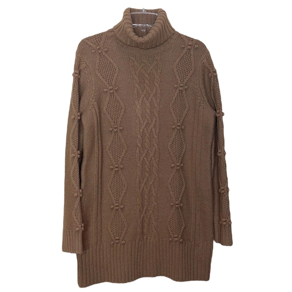 Ann Taylor LOFT Wool Blend Cableknit Turtleneck Sweater